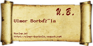 Ulmer Borbála névjegykártya